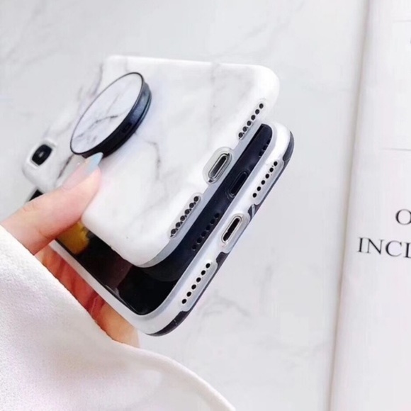 🌸🆕iPhone X /XS trendy pink marble case w/ holder - Picture 4 of 5